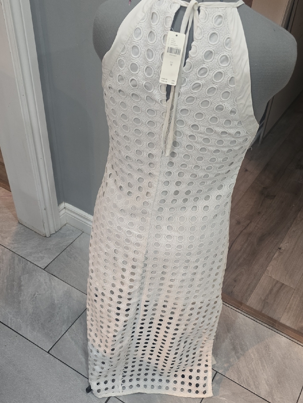 Anthropologie White Eyelet Halter Maxi Dress - Picture 2 of 6
